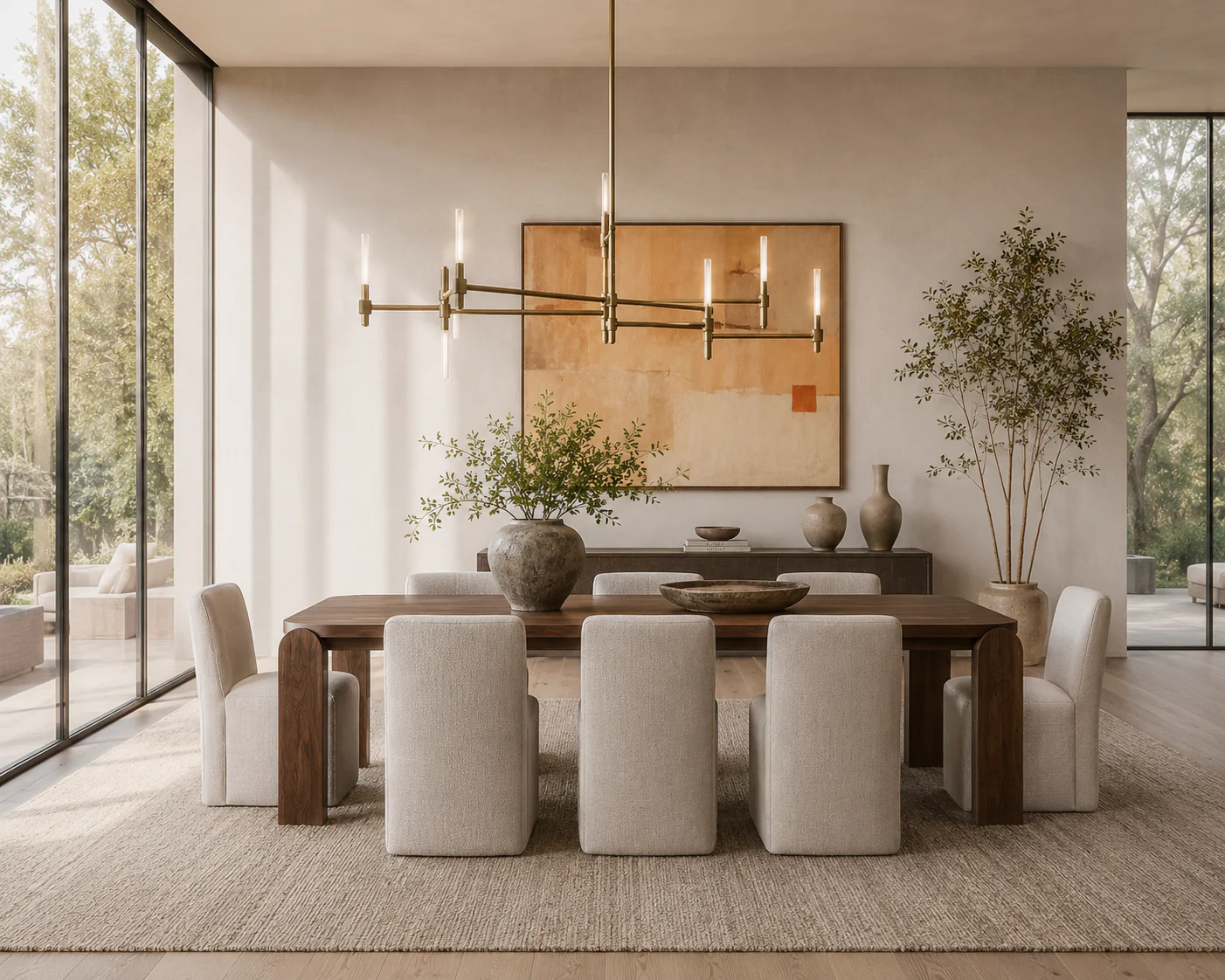 Azura Beige Upholstered Linen Weave Fabric Dining Chair With Casters - Image 3