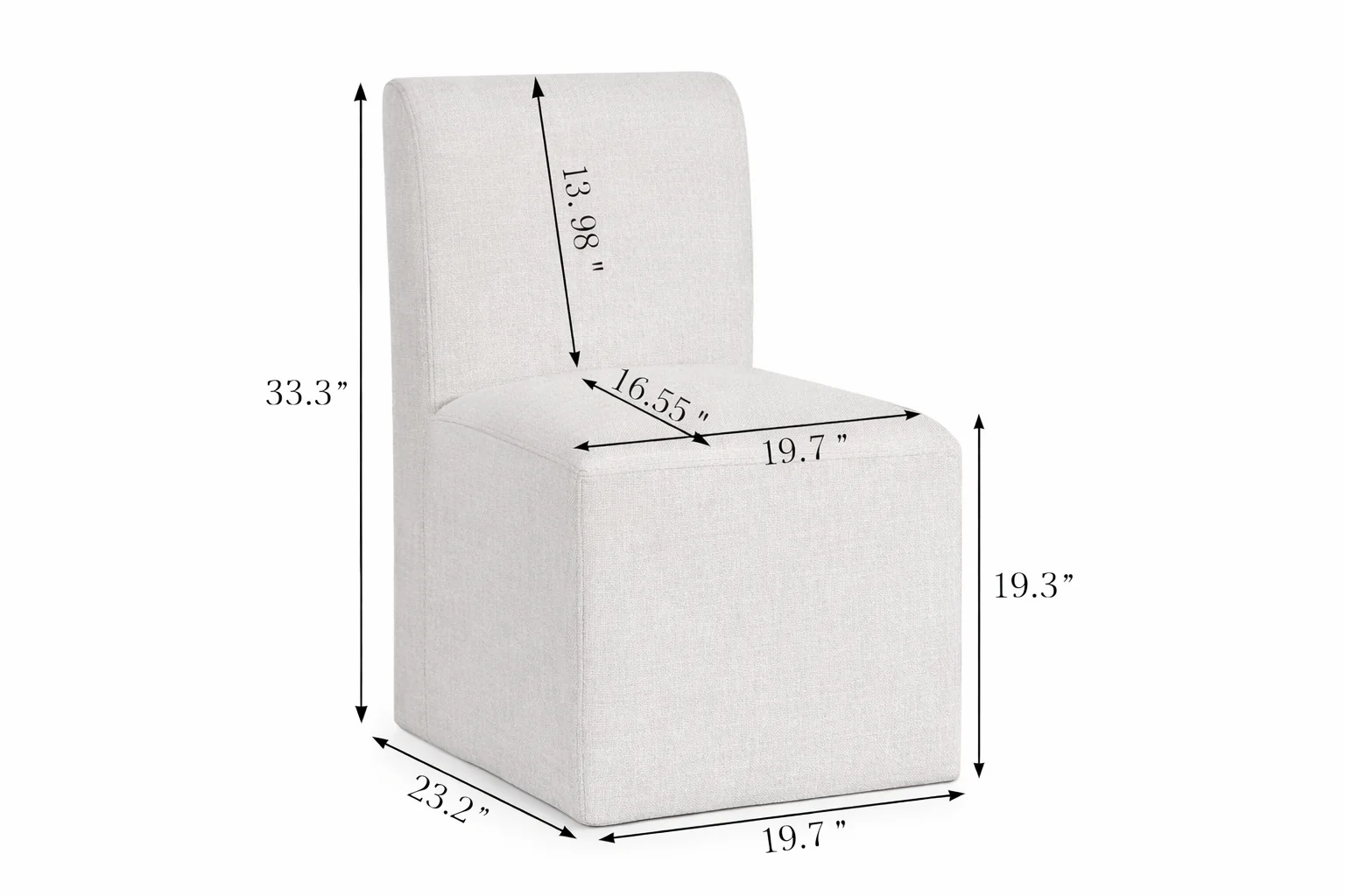 Azura Beige Upholstered Linen Weave Fabric Dining Chair With Casters - Image 7