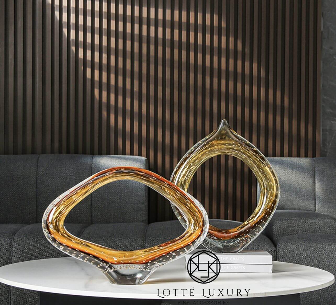 Contemporary Amber Abstract Glass Sculpture - Image 3