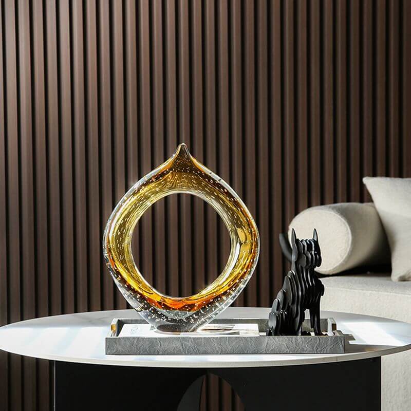 Contemporary Amber Abstract Glass Sculpture - Image 5