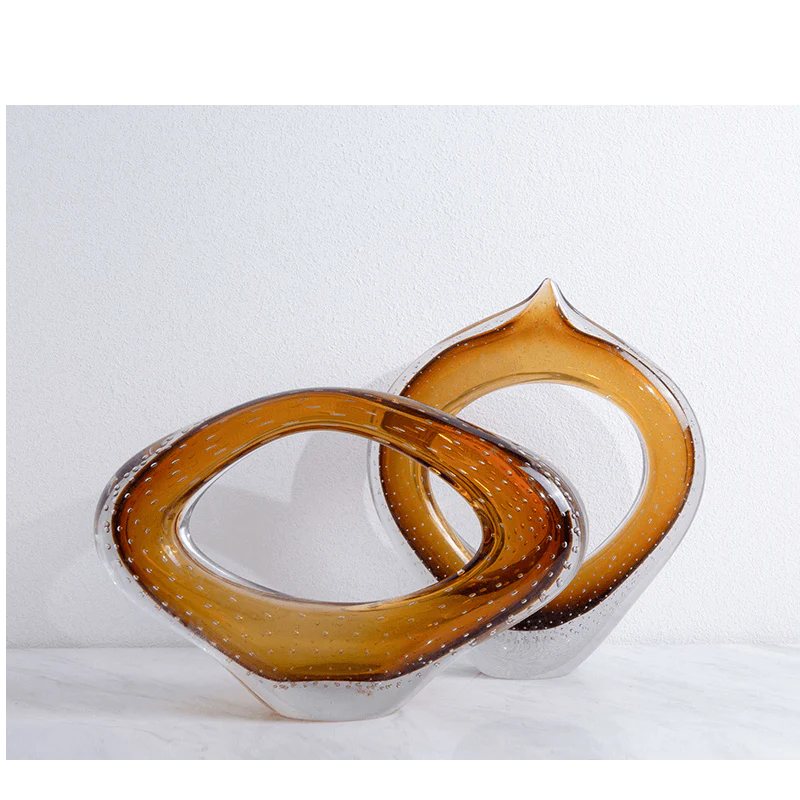 Contemporary Amber Abstract Glass Sculpture - Image 6