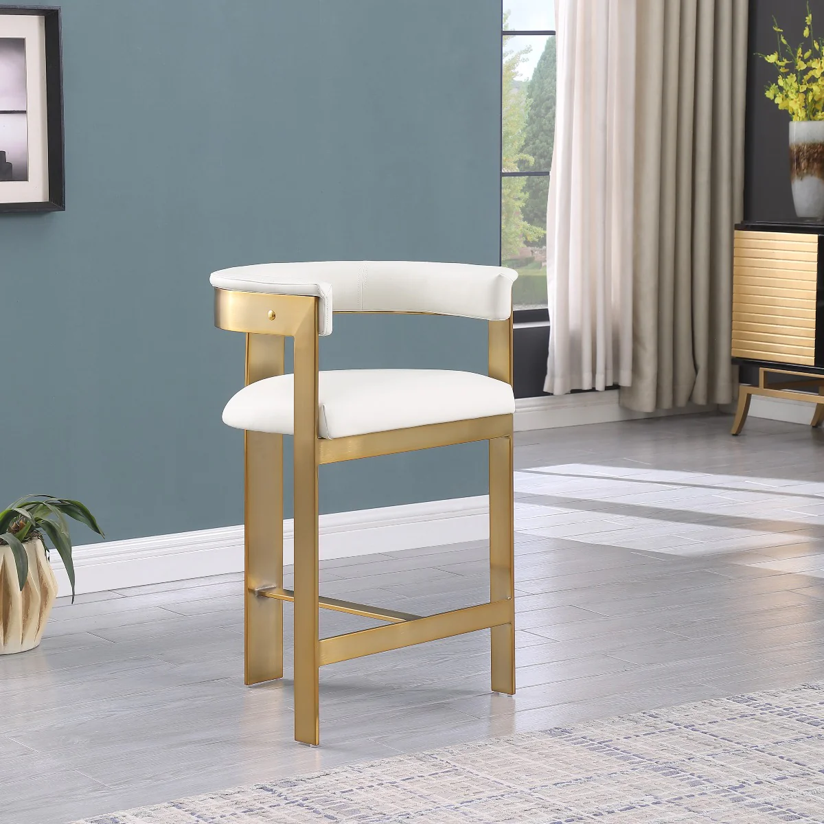 Donatello Vegan Leather Counter Stool Cream - Set Of 2 - Image 8