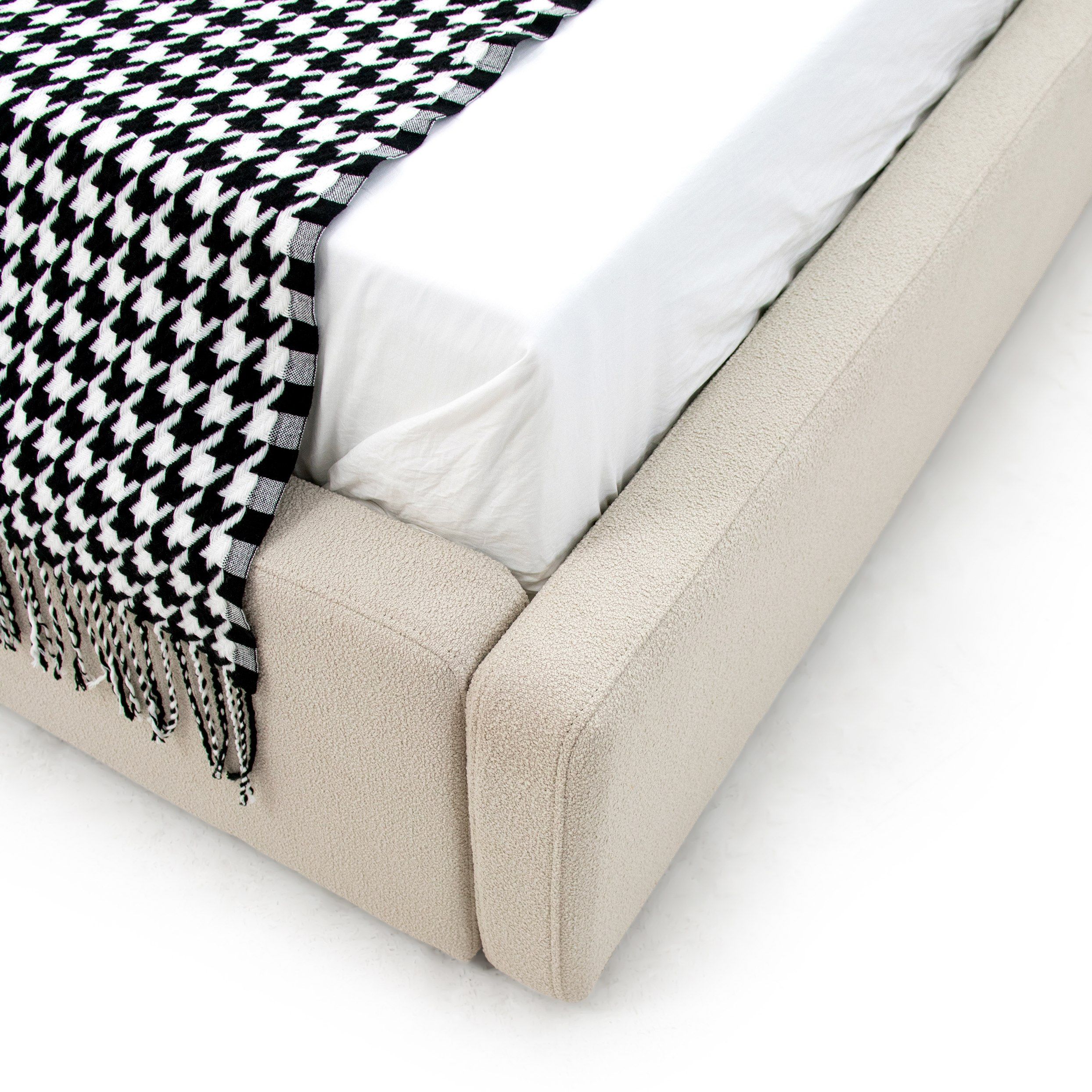 Hamilton Upholstered Beige Fabric Bed - Image 7