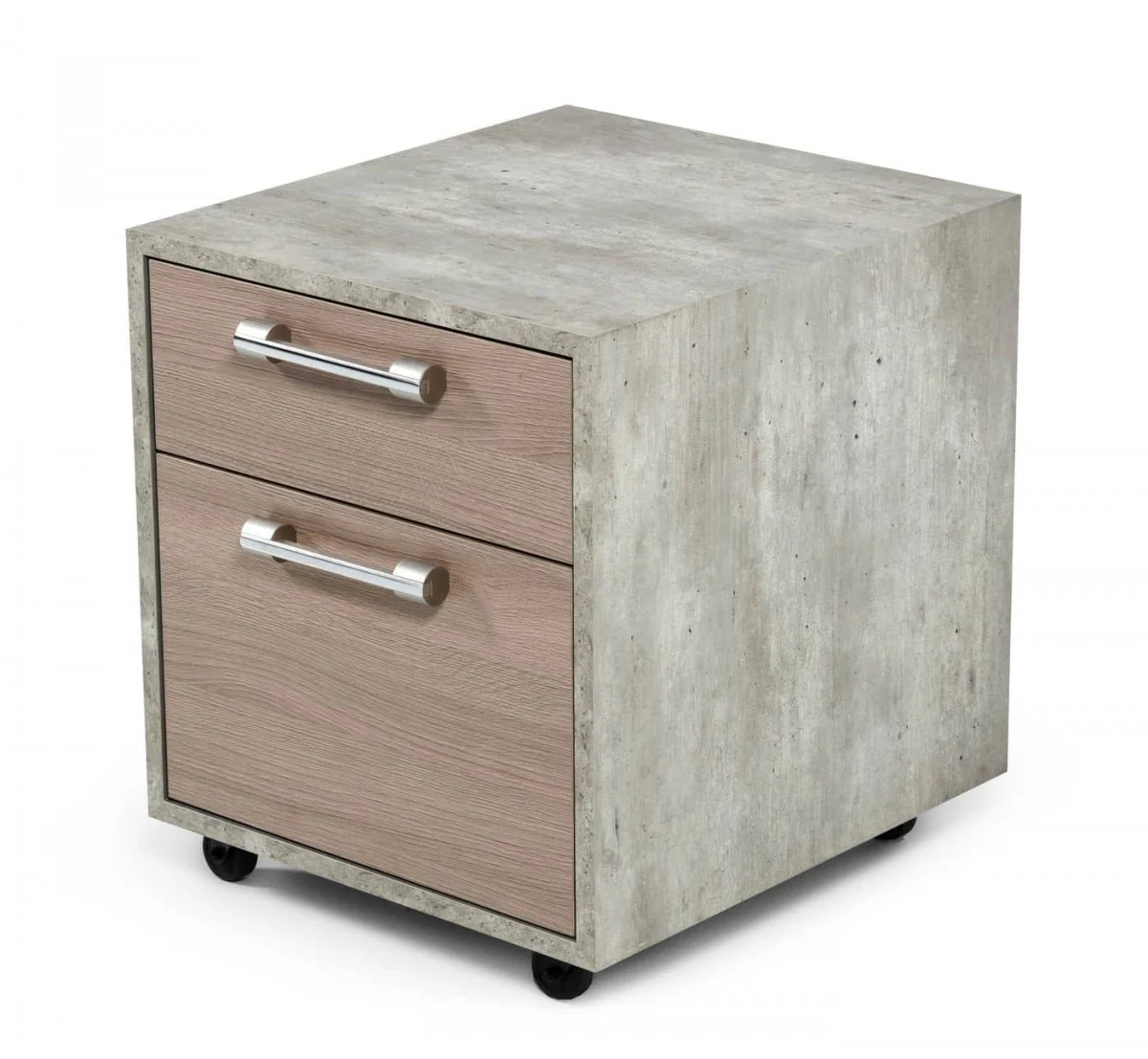 Harvard Brown Oak & Faux Concrete Office Small File Cabinet - Image 4