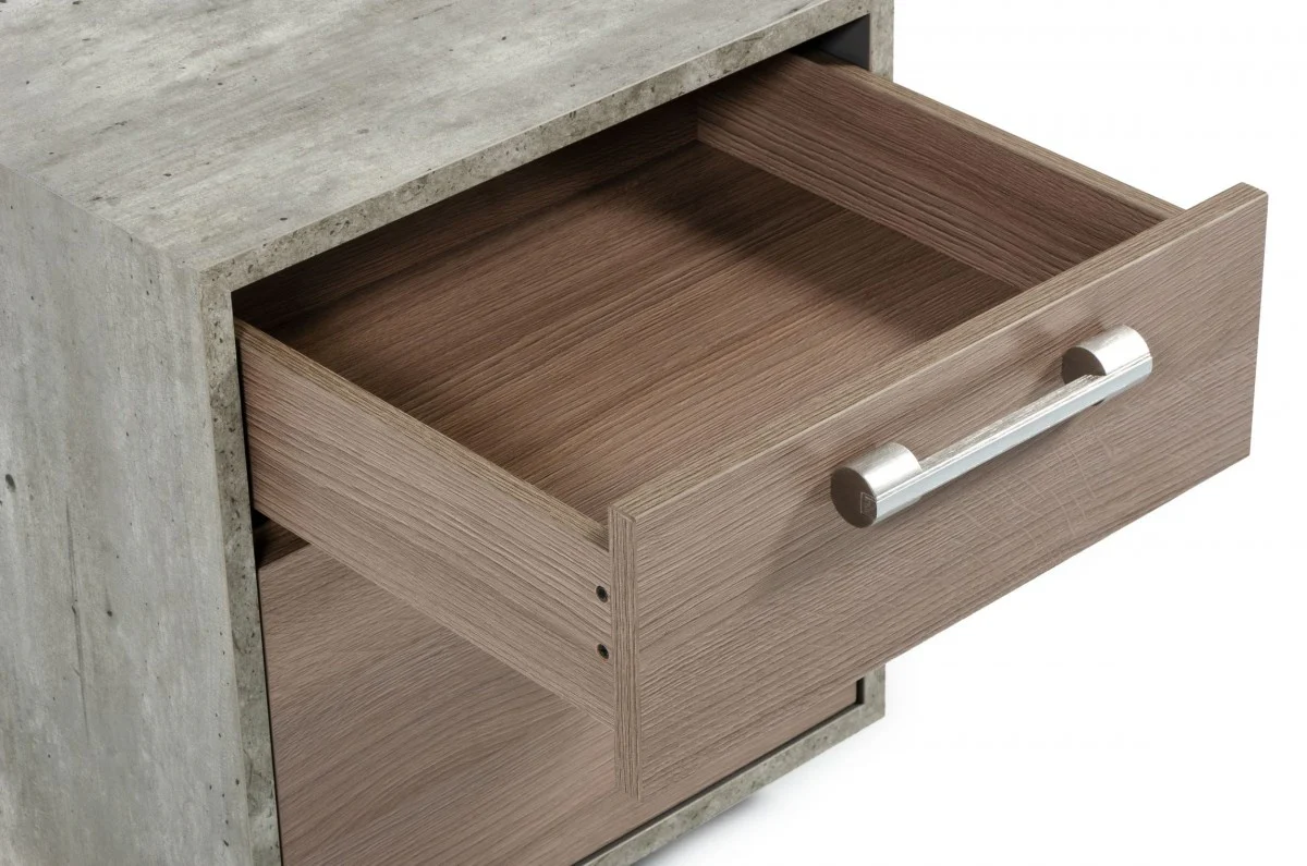 Harvard Brown Oak & Faux Concrete Office Small File Cabinet - Image 7