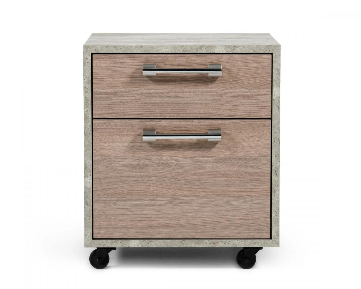 Harvard Brown Oak & Faux Concrete Office Small File Cabinet - Image 9