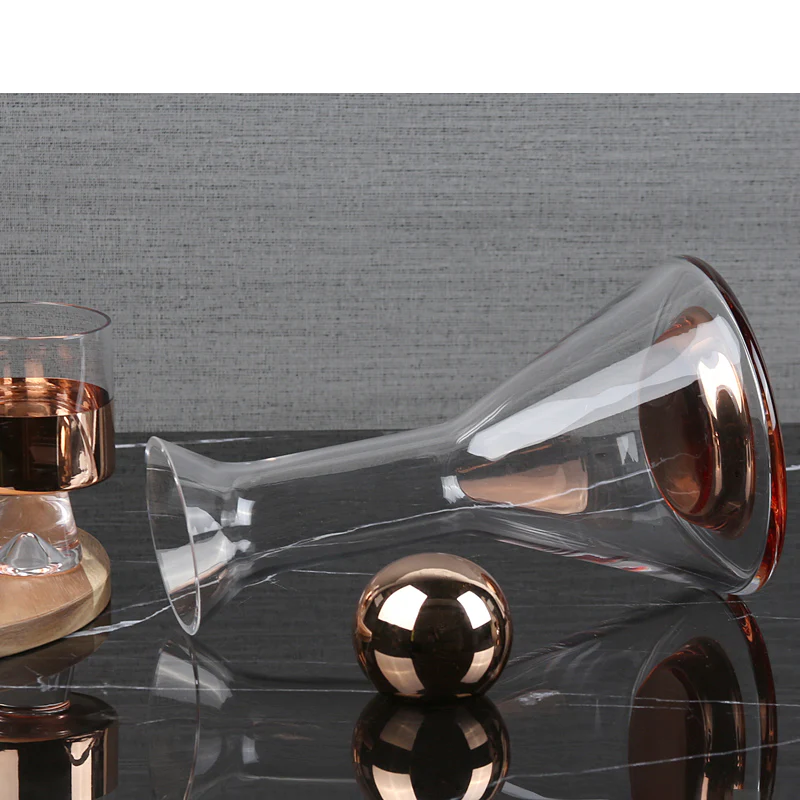 5-Piece Luxury Rose Gold Glass Wine Bottle & Cup Whiskey Decanter Set - Image 5
