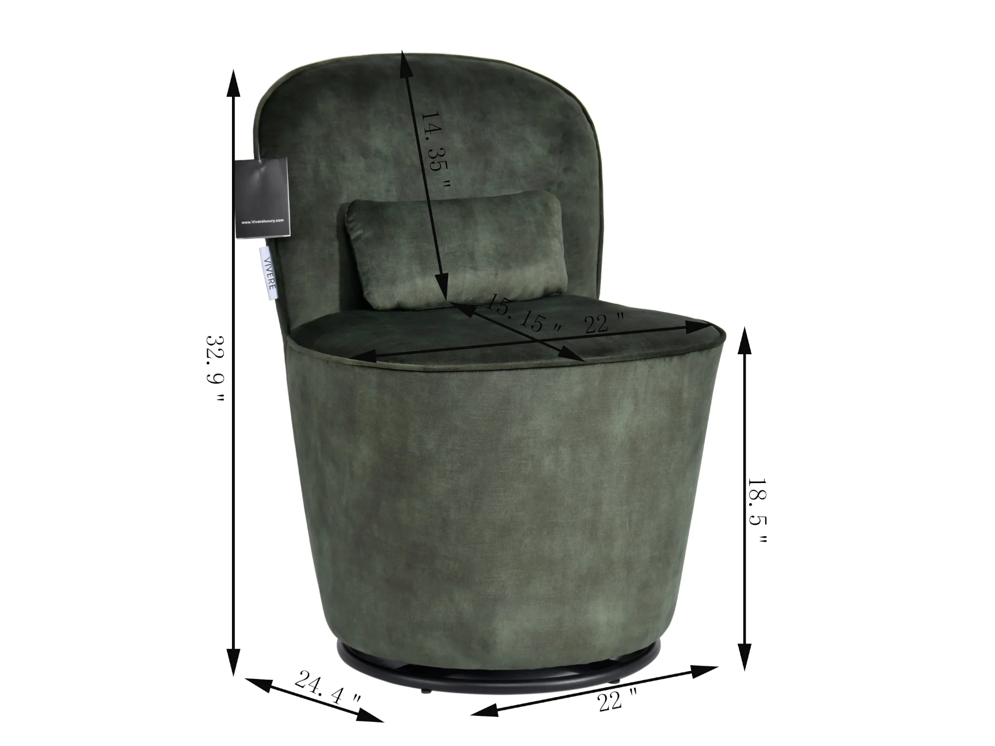 Vita Performance Velvet Swivel Dining Chair Dark Green - Image 4